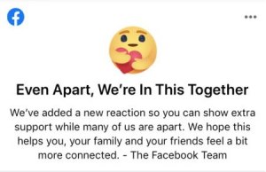 Screenshot of Facebook's care reaction